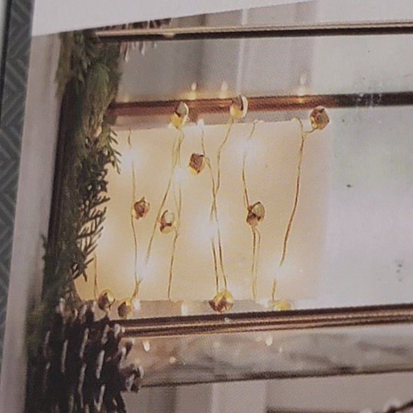 New 2 Threshold Led Dewdrop String Lights Battery Operated 40 lights Gold Bells - Picture 6 of 12